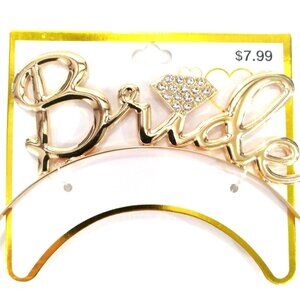 Rhinestone Headband Bachelorette Bridal Shower Party Gold Tone Wedding New